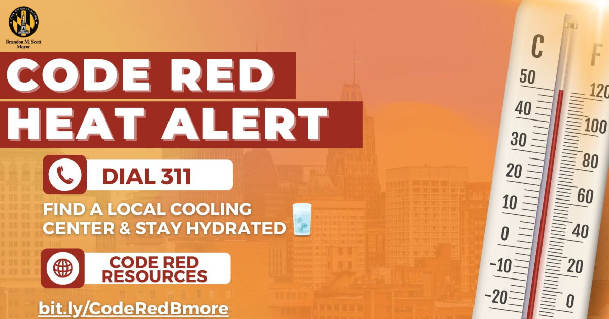 Baltimore City under Code Red Extreme Heat Alert through Thursday