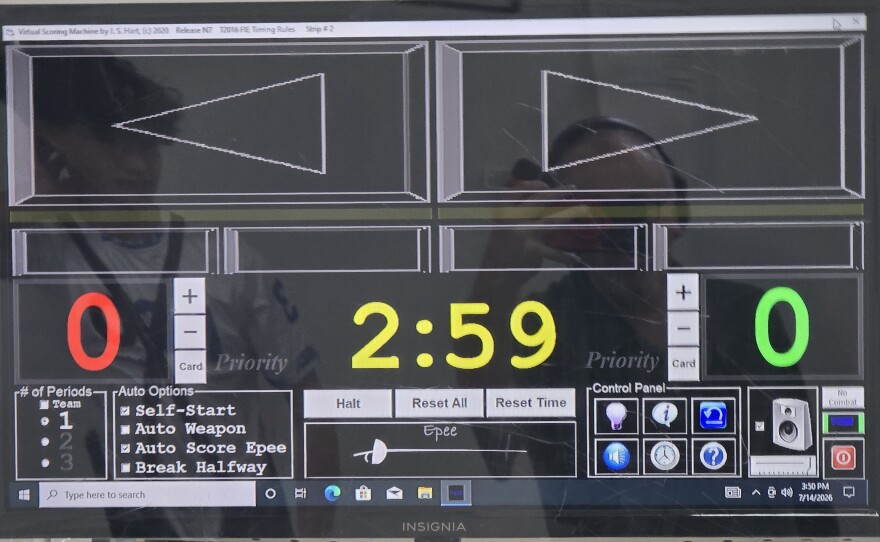 Competitive fencing utilizes a computerized scoring system.