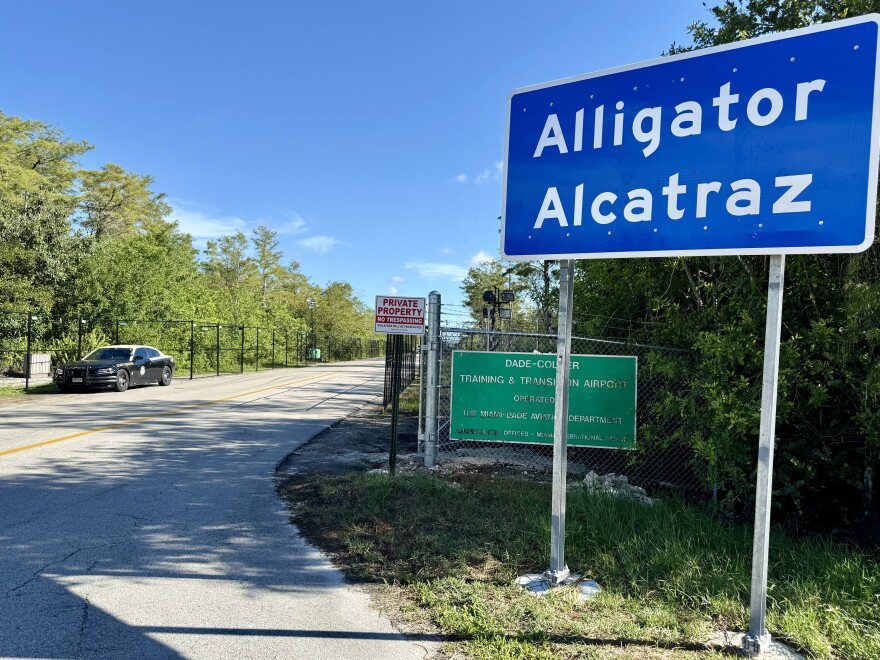Alligator Alcatraz sign and entrance (August 16th, 2025)