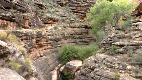 The Tapeats Narrows along the Bright Angel Trail, approximately one mile north of Havasupai Gardens in the Grand Canyon.