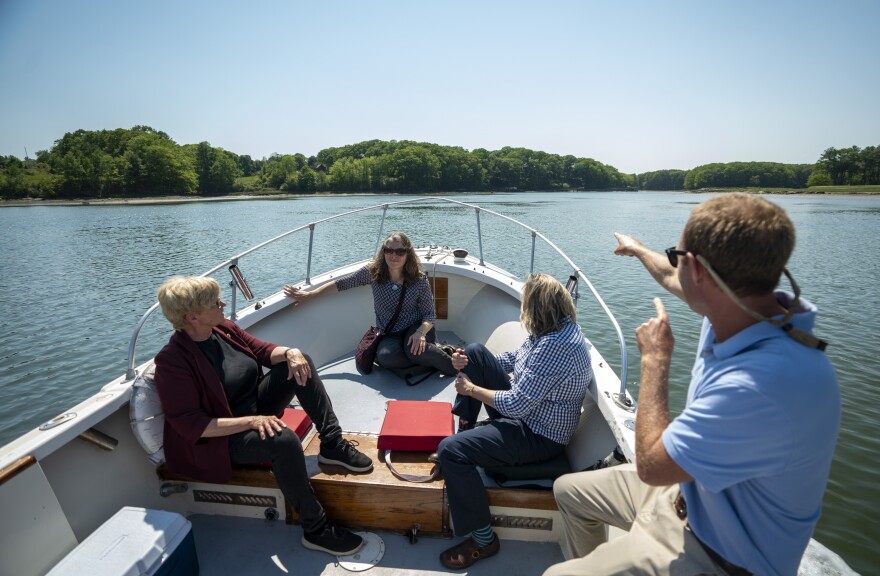U.S. Rep. Chellie Pingree (left) on the York River on Thursday.