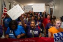 Hundreds of Missouri residents march through the halls of the state Capitol to protest the legislature’s efforts to redraw congressional maps to favor the GOP and amend the initiative petition process on Wednesday, Sept. 10, 2025, in Jefferson City.