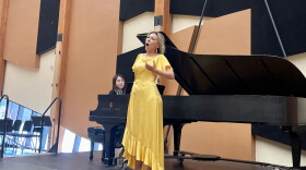 Soprano Maria Vasilevskaya performs at a “spotlight” recital at the Aspen Music Festival and School’s Bucksbaum campus on Aug. 16, 2023. Vasilevskaya has studied classical music for roughly the past two decades; this was her first summer as a student at the school.