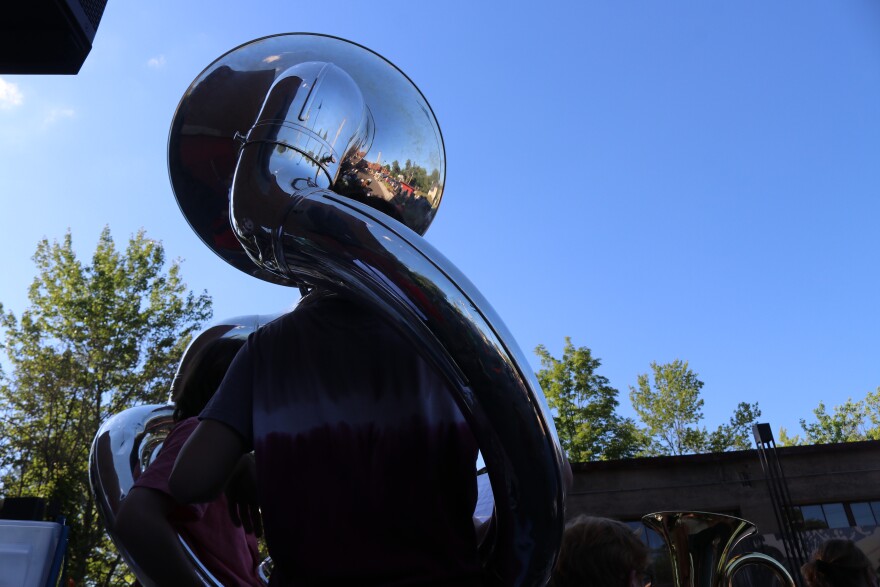 Two sousaphone's during Sousapalooza at Ball and Socket Arts in Cheshire, CT.