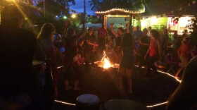 Dancers and musicians gather for a Florida School of Holistic Living moon circle, photo by Amy Kiley