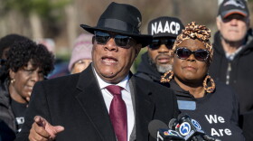 "We are not waiting for someone to be hanging in this noose," said CT State NAACP President Scot X. Esdaile. he and Windham/Willimantic NAACP President Leah Ralls lead a press conference at RHAM High School in Hebron after a noose was discovered in the boy's locker room the previous week.