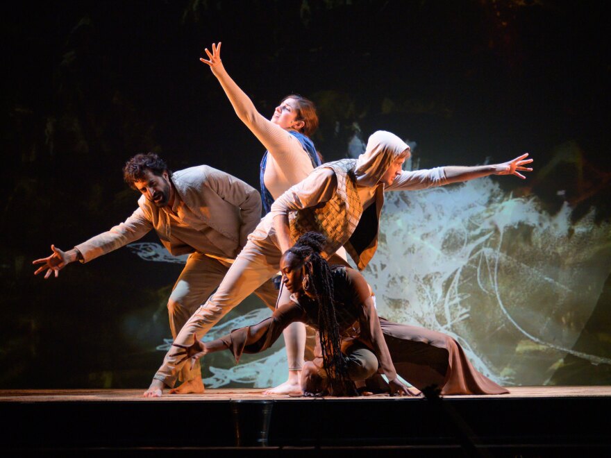 Karim Sulayman, Raha Mirzadegan, John Taylor Ward and Coral Dolphin, performing in <em>Unholy Wars</em> in Charleston, S.C., on May 28.