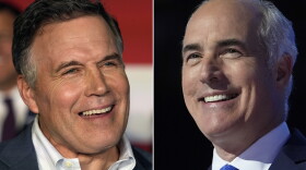 Left Republican Pennsylvania Senate candidate David McCormick, left, in Pittsburgh, on Sept. 21, 2023; and opponent, Sen. Bob Casey, D-Pa., in Chicago, on Aug. 22, 2024.