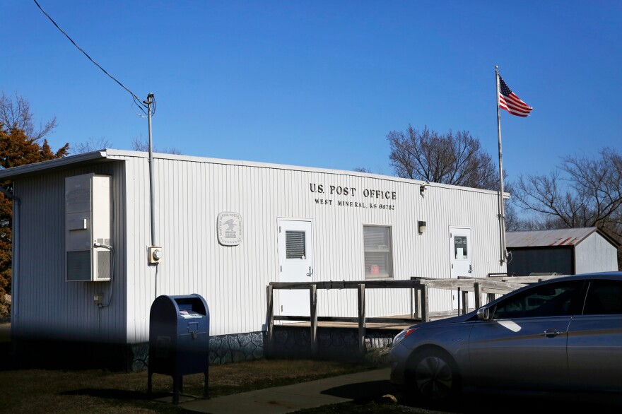 The Post Office is one of the few buildings left in West Mineral, Kan.
