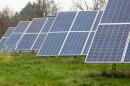 Solar panels in a field.