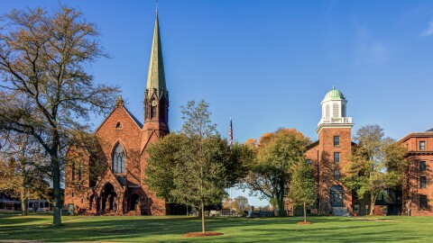 College Row on the campus of Wesleyan University along High Street in Middletown, Connecticut October 28, 2017.