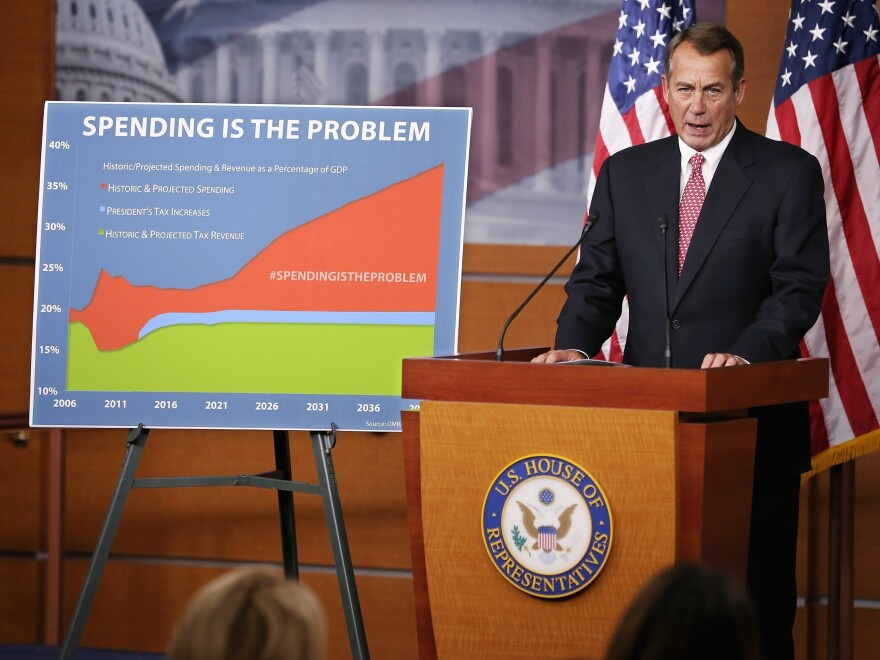 Speaker of the House John Boehner holds his weekly news briefing in the Capitol Visitors Center on Dec. 13, 2012 in Washington, D.C.