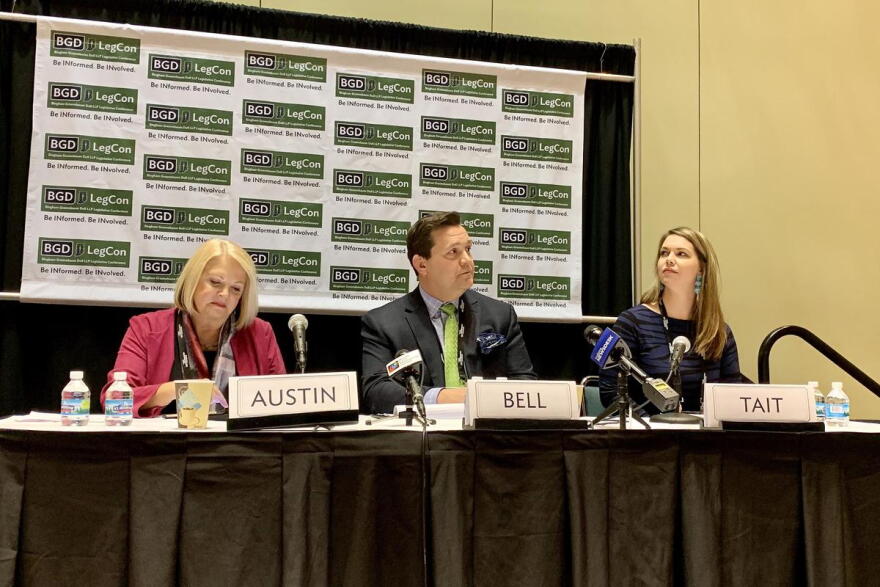Rep. Terri Austin (D-Anderson), left, on a panel of gaming experts at the Bingham Greenebaum Doll Legislative Conference.