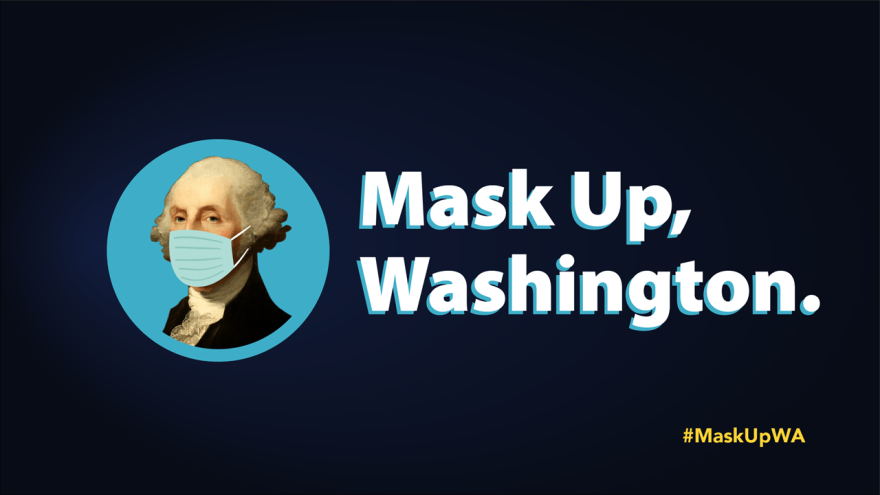 The Governor's Office and state Department of Health are encouraging Washington residents to use facial coverings through a #MasUpWA campaign. CREDIT: Washington Governor's Office