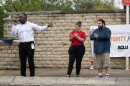 Wichita City Council members Joseph Shepard, Maggie Ballard and Mike Hoheisel speak out against 287(g) agreements during an ACLU protest on Tuesday at Riverside Park.