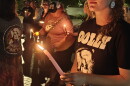 Dolly Parton fan with candle at vigil at IU 