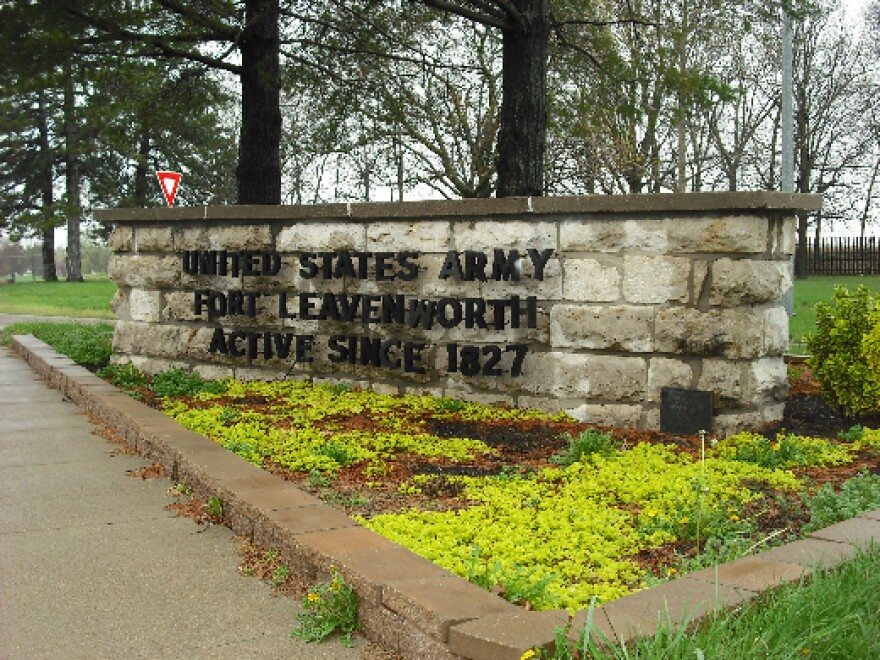 Sign near main gate at Ft. Leavenworth, where Sgt. Robert Bales is being held.
