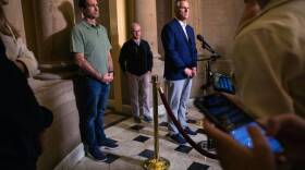 House Speaker Kevin McCarthy and top negotiators speak to the press after an "agreement principle" was reached between House Republicans and President Joe Biden's team to avoid a default on the U.S. debt on May 28, 2023. (Photo by Anna Rose Layden/Getty Images)