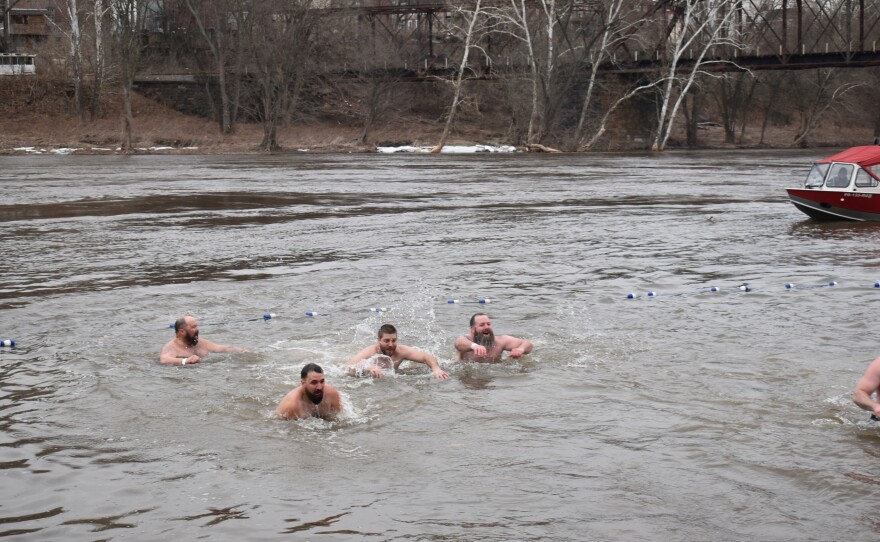 Brave residents splashing around