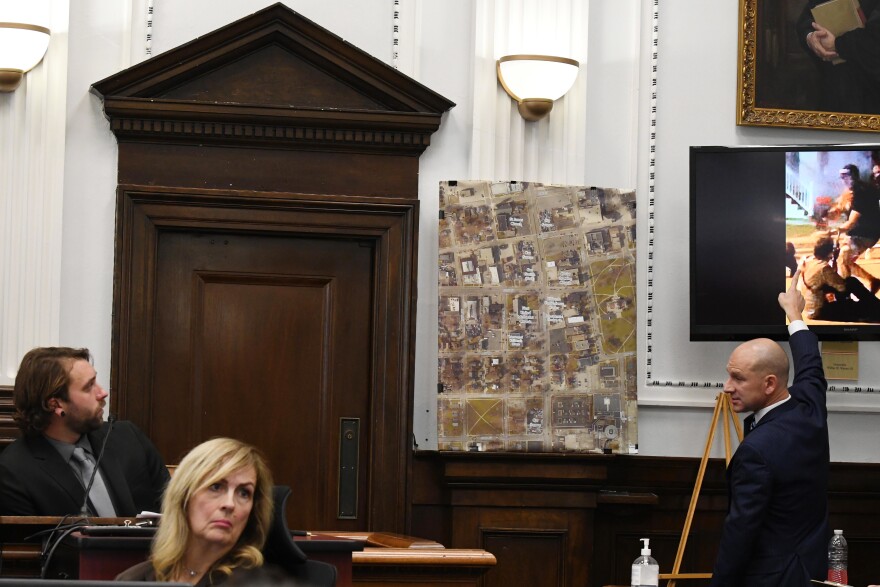 Defense attorney Corey Chirafisi questions Gaige Grosskreutz about how he was holding his pistol at the moment he was shot by Kyle Rittenhouse.