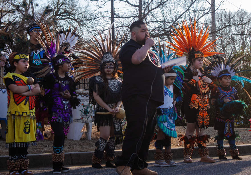Immigration advocate Jose Salazar speaks at a protest against a Tennessee bill that removes a free public education for undocumented students.