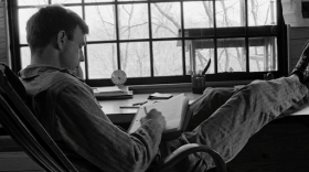 Berry writing at his Port Royal home