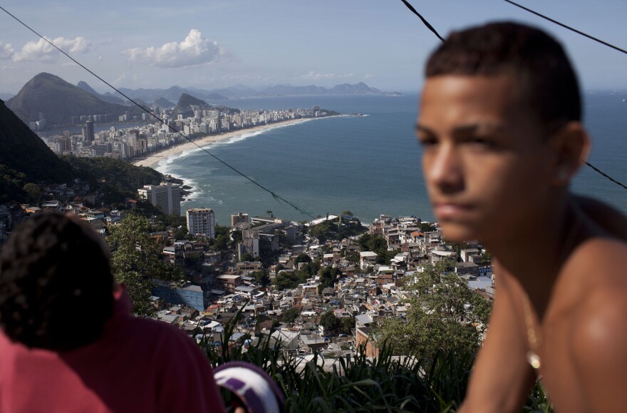 One of Rio's most famous tourist attractions, Ipanema beach, is visible from Vidigal.