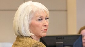 FILE - Tina Peters, former Mesa County, Colo., clerk, listens during her trial, March 3, 2023, in Grand Junction, Colo. (Scott Crabtree/The Grand Junction Daily Sentinel via AP, Pool, File)