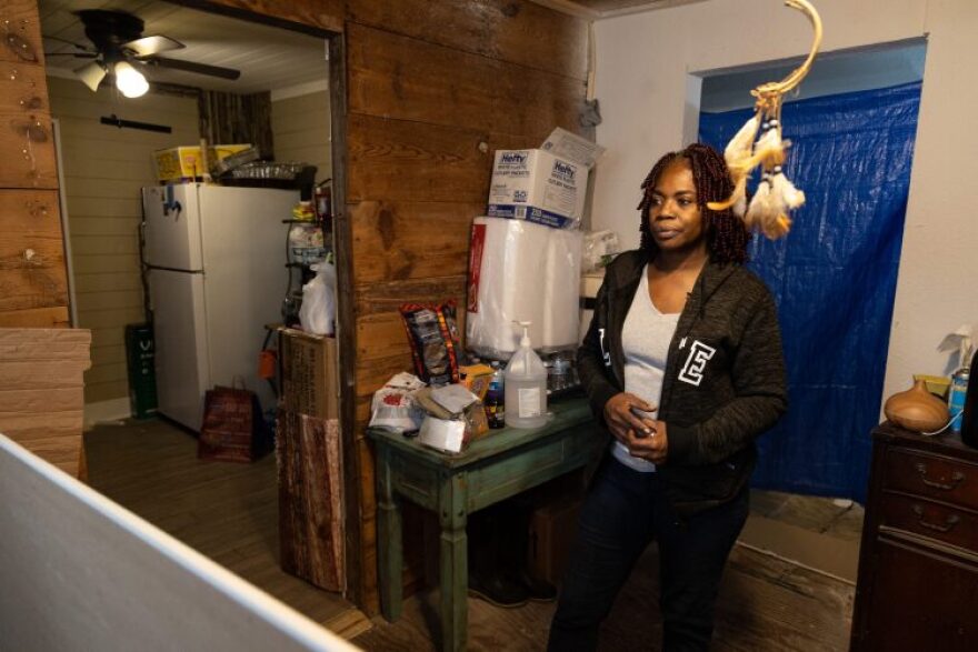 Sandra Edwards, whose home was so damaged by Harvey that she was displaced for two years, only had one livable room by the time temperatures started to drop below freezing last February. Taken on Feb. 1, 2022.