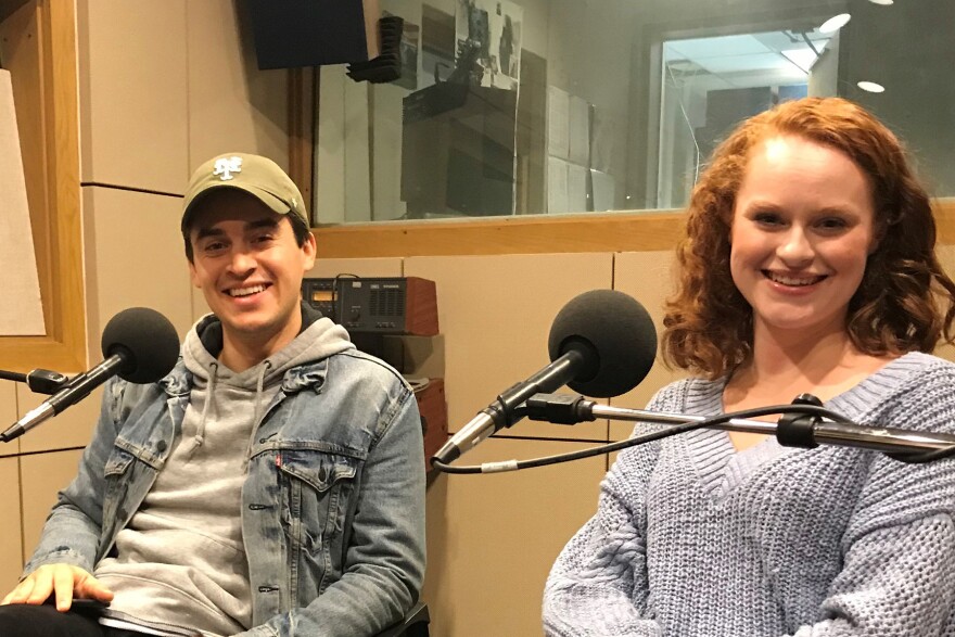 Julian Diaz-Granados...Jack Kelly, the newsies' leader with Katie Swaney...Katherine Plummer the reporter