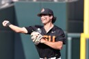 Oregon St. infielder Aiva Arquette (13) during an NCAA College World Series baseball game on Friday, June 13, 2025 in Omaha, Neb. (AP Photo/Cory Eads)