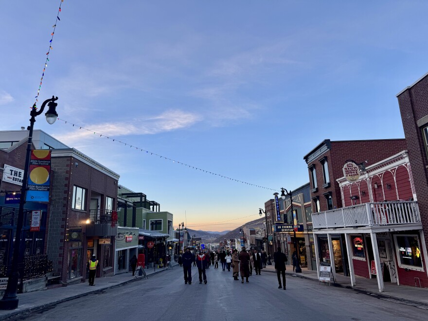 The sun sets over Main Street in Park City during the Sundance Film Festival 