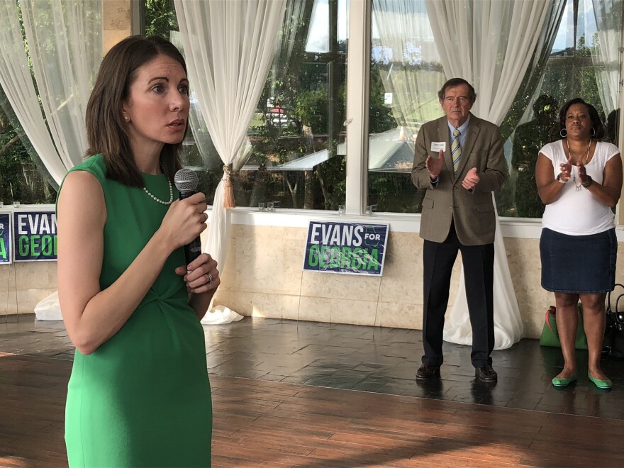 Stacey Evans thanks her supporters at a party to celebrate her 40th birthday.