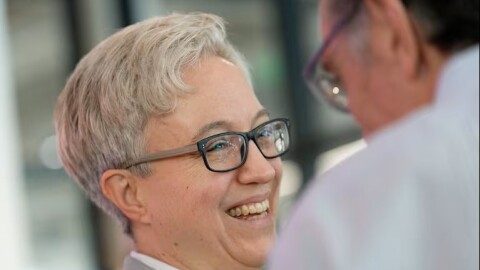Oregon Governor Tina Kotek, before a press conference at the Jordan Schnitzer Museum of Art, in Portland, April 2, 2024.