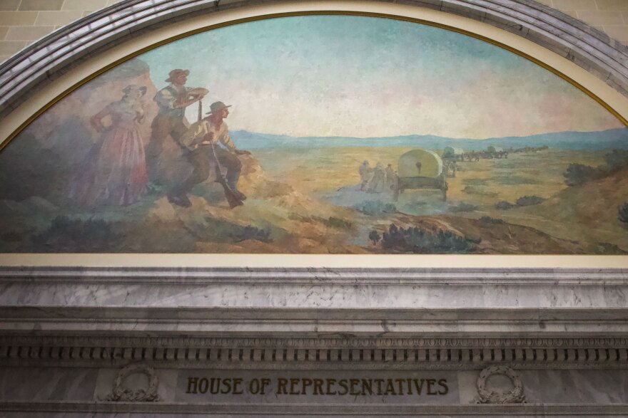 The pioneer mural work at the Utah State Capitol in Salt Lake City, Jan. 11, 2023.