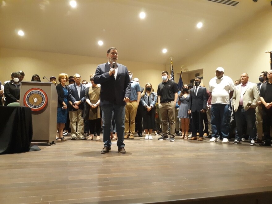 Mayor Bill Peduto giving a concession speech to supporters on Tuesday night.