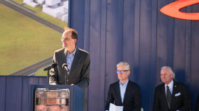 Dr. Jan Spies, chief production officer at Scout Motors in Blythewood, speaks at the plant's groundbreaking celebration on Feb. 15, 2024