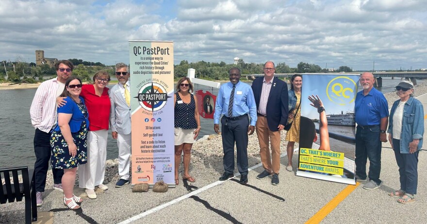 Officials from QC PastPort, Visit Quad Cities and the city of Rock Island gathered Tuesday, Aug. 18, 2026 to dedicate the new Dred Scott historical marker.