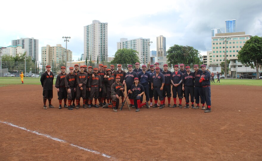 The Waikiki Base Ball Club team at the Kalakaua Base Ball Jubilee.