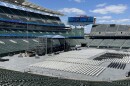The Paycor Stadium sits empty as a stage is built in the center for the Cincinnati Music Festival