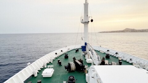 The Dutch-flagged MV Hondius, a cruise ship carrying nearly 150 people remains off Cape Verde on Monday, May 4, 2026 after three passengers died and several others fell seriously ill in a suspected hantavirus outbreak.