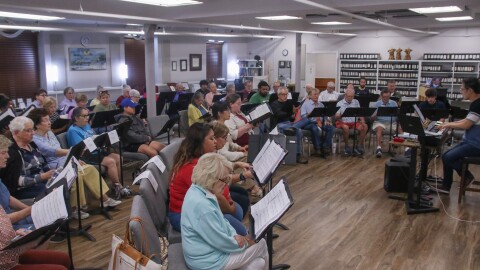 Singers with the Hopkinsville Chamber Orchestra and Chorus rehearse ahead of the group's concert on June 20.