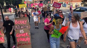 Protesters march in Portland on Friday.