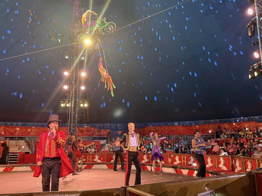The Big Top Circus show in Baraboo concludes with a motorcycle and acrobat performance.