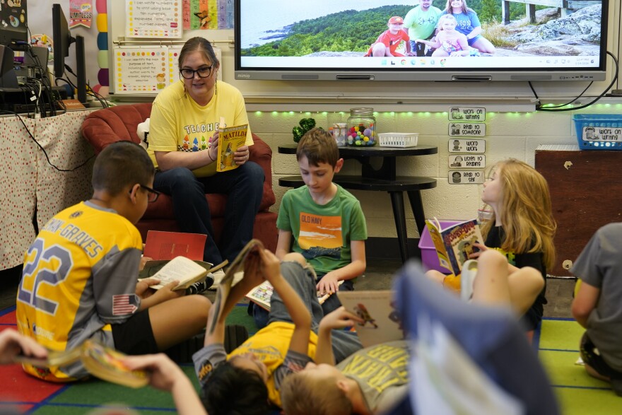 Mesick second-grade teacher Stephanie MacEachern reads with students during reading time on Feb. 19, 2026. (Photo: Daniel Schoenherr/The Cadillac News)