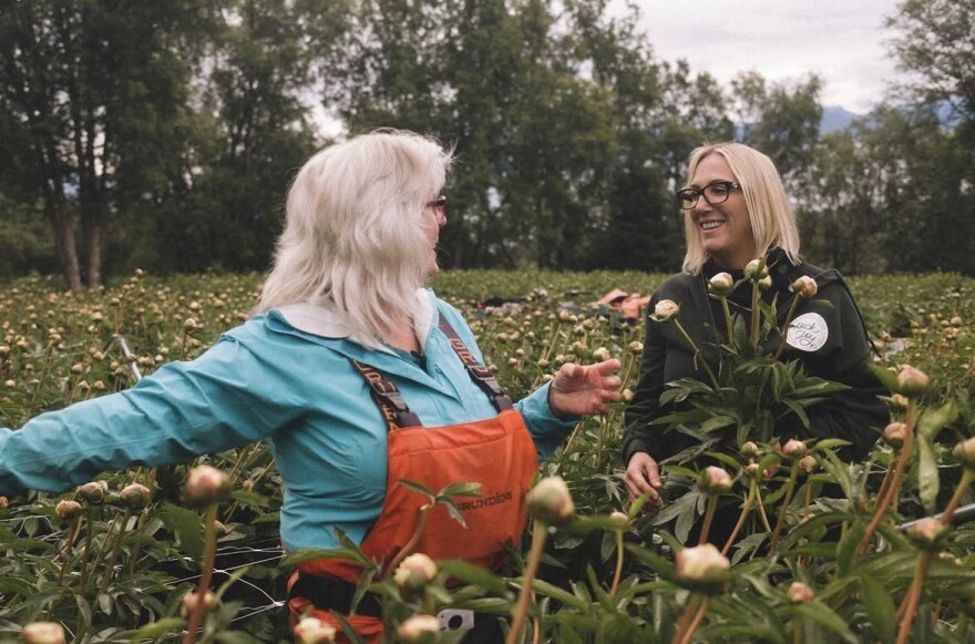 Filmmaker and florist, Shannon Pallin, right, in a still from "Follow that Flower"