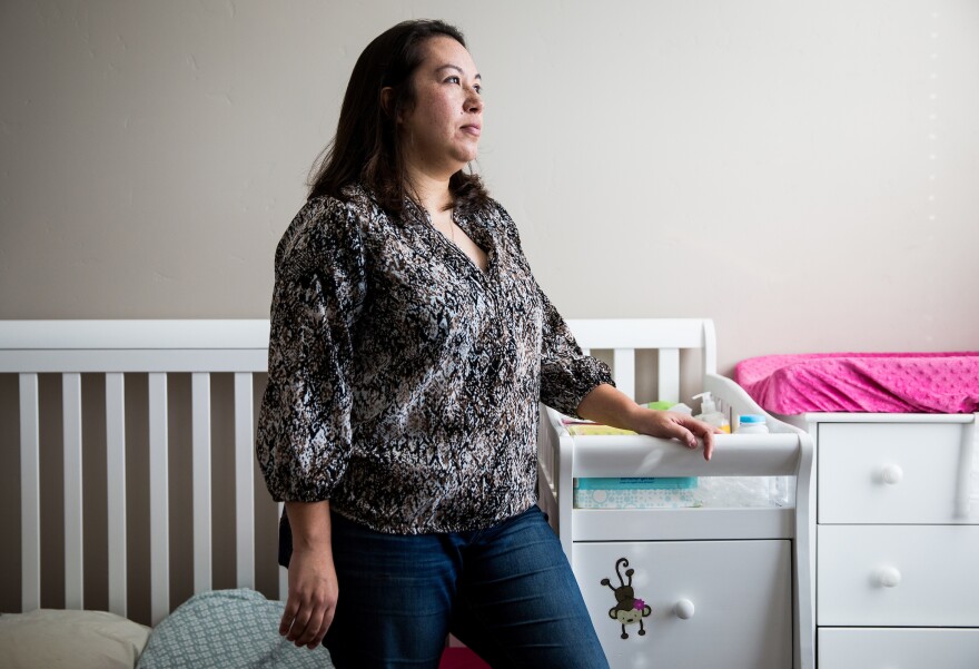Cindel Pena poses for a portrait at her home in Rio Linda, Calif., on Thursday. She knew something was seriously wrong days after giving birth and going home from the hospital.