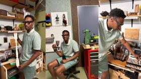 Tyrell "Pop" Brockington at his studio in theArtWorks building.