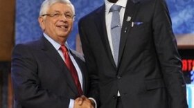 NBA Commissioner David Stern, left, poses with the No. 2 overall draft pick Michael Kidd-Gilchrist, of Kentucky, who was