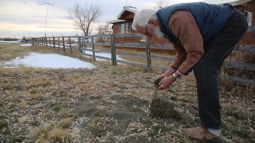 John Thelen's home well near Burns, Ore., produced this pile of black sand before it ran dry. He dug deeper only to reach drinking water contaminated with arsenic.